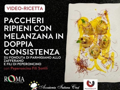 Paccheri Melanzana Doppia Consistenza, Fonduta, Fili